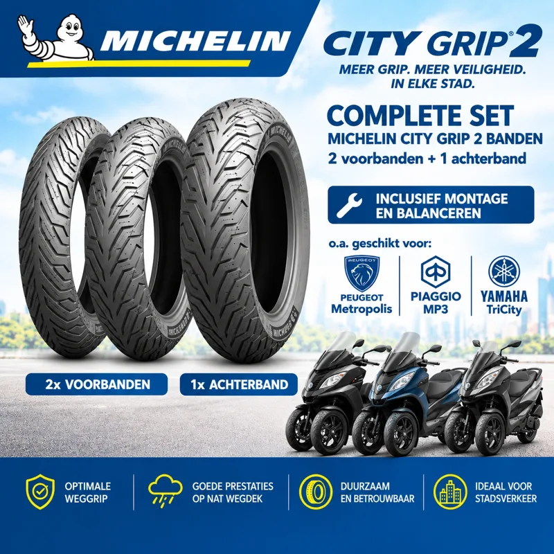 Michelin City Grip 2 – Complete banden set voor 3-wiel scooters